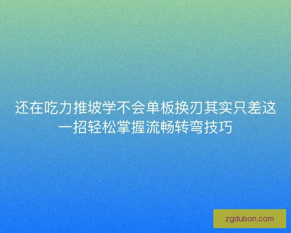 还在吃力推坡学不会单板换刃其实只差这一招轻松掌握流畅转弯技巧